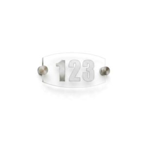 Placca in Plexiglass satinato con supporti in acciaio inox 3 numeri